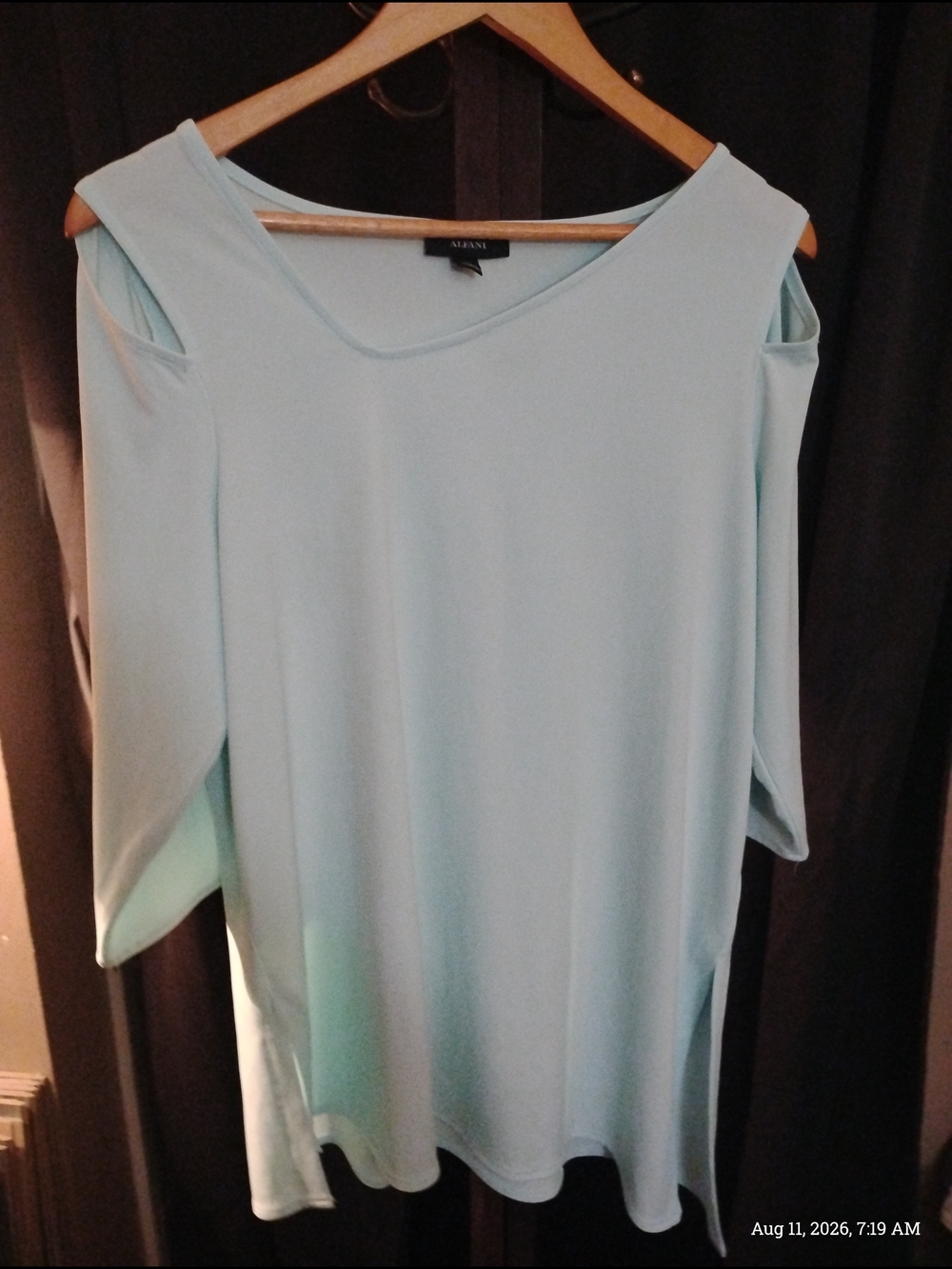 Alfani Elements Pale Blue Cold-Shoulder Long Sleeve Dress Size L Never Worn